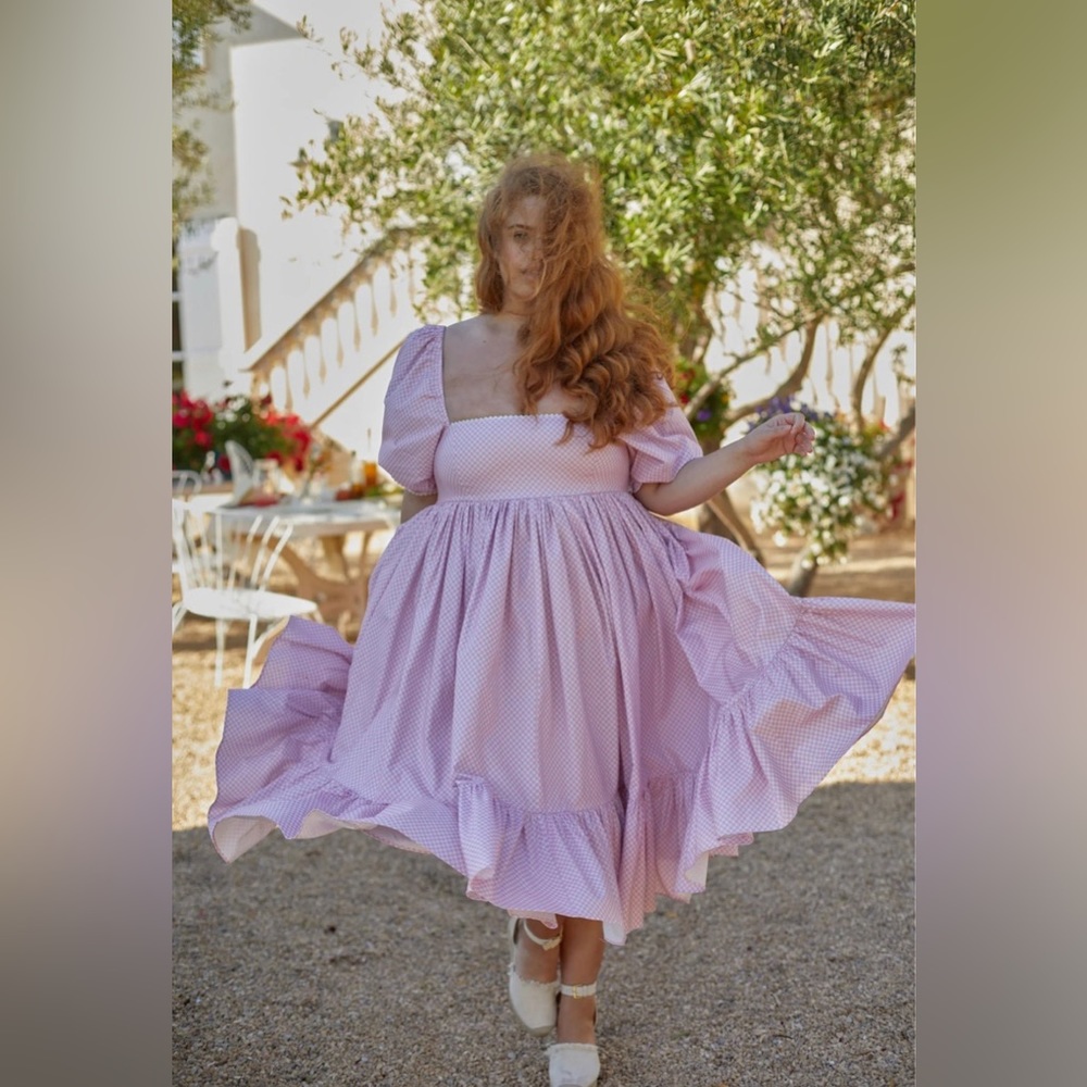 Selkie Ice Cream Gingham French Puff Dress
